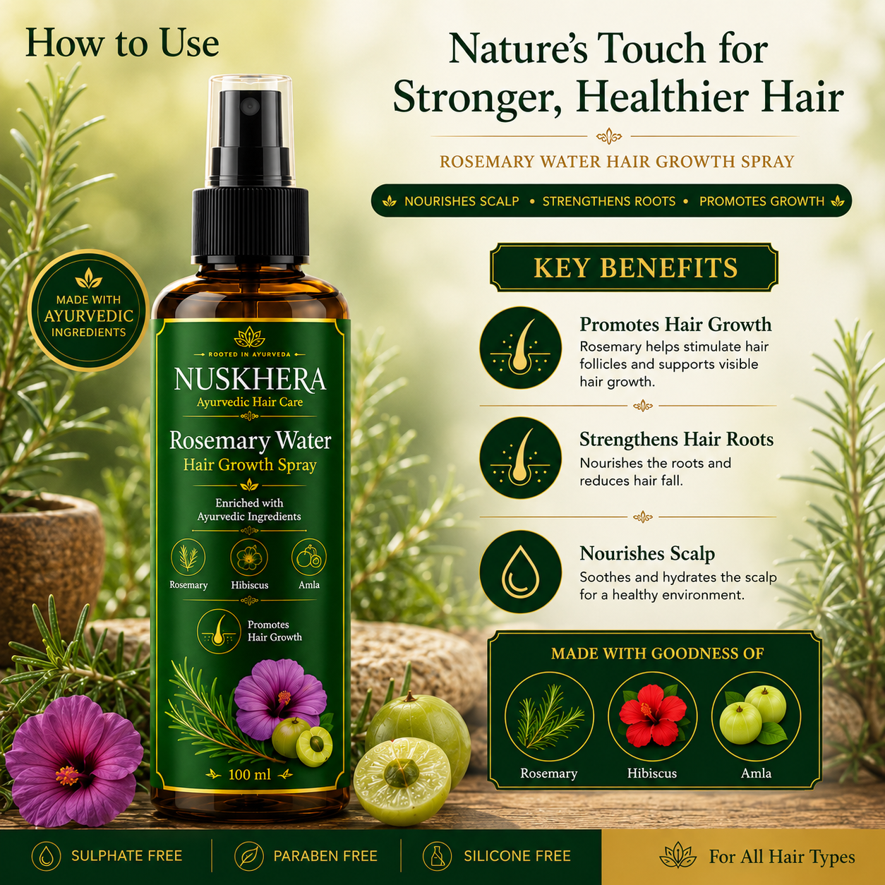 Nivkara Herbal Rosemary Hair Water Spray