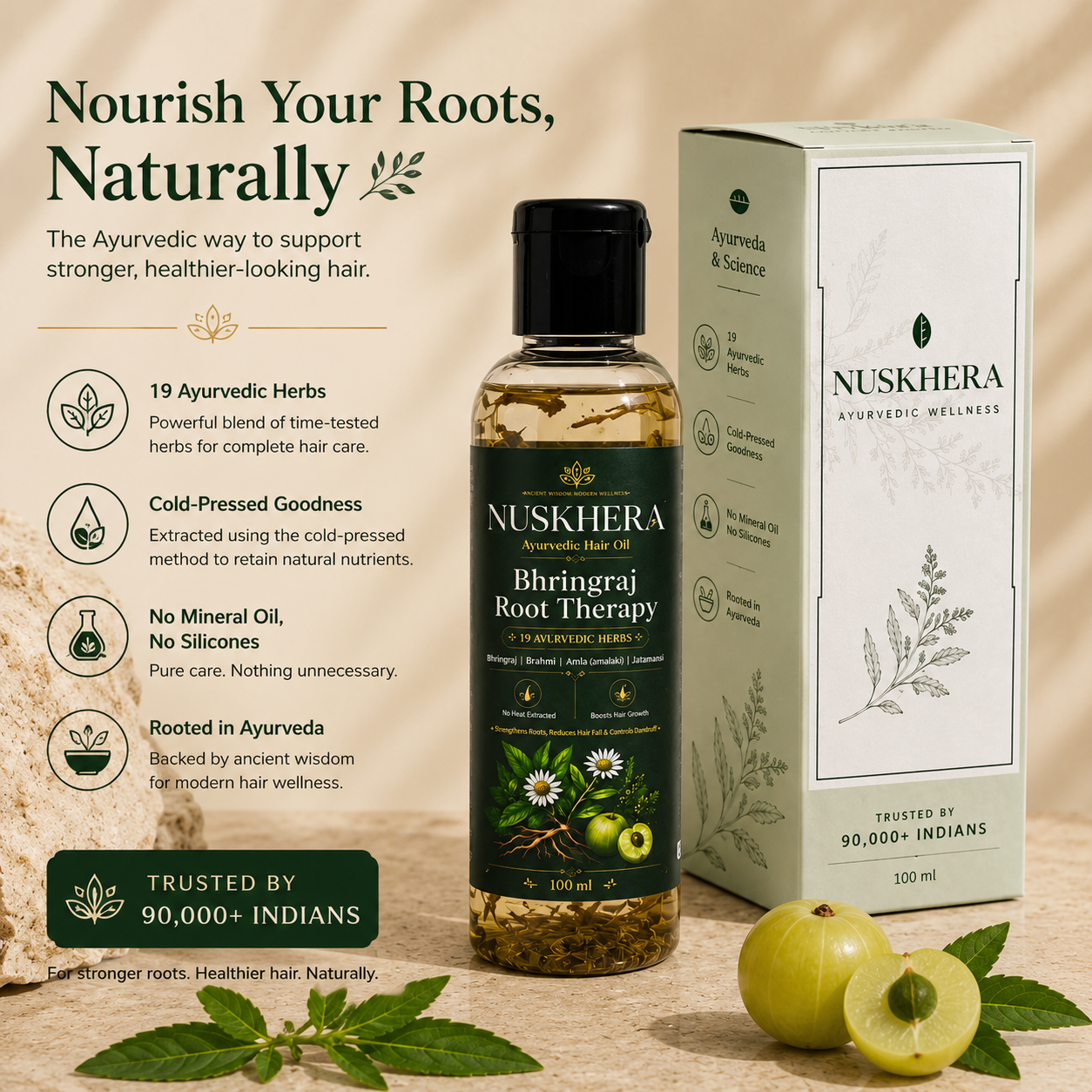 Nuskhera 19-Herb Bhringraj Ayurvedic Hair Oil